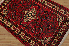 2x3 Rust, Ivory, Blue Color Hand Knotted Abadeh Wool Traditional Oriental Rug