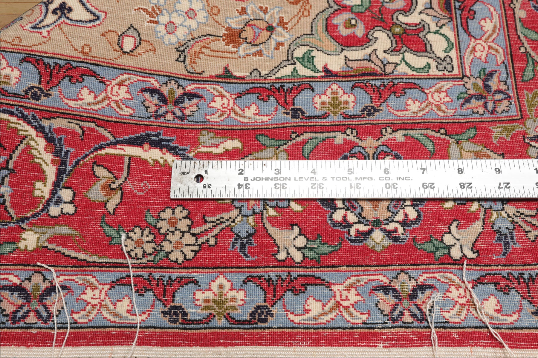 3x5 Ivory, Red, Blue Color Hand Knotted Isfahan Wool & Silk Traditional Oriental Rug