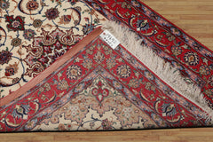 3x5 Ivory, Red, Blue Color Hand Knotted Isfahan Wool & Silk Traditional Oriental Rug