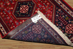 3x5 Red, Navy, Ivory Color Hand Knotted Abadeh Silk Traditional Oriental Rug