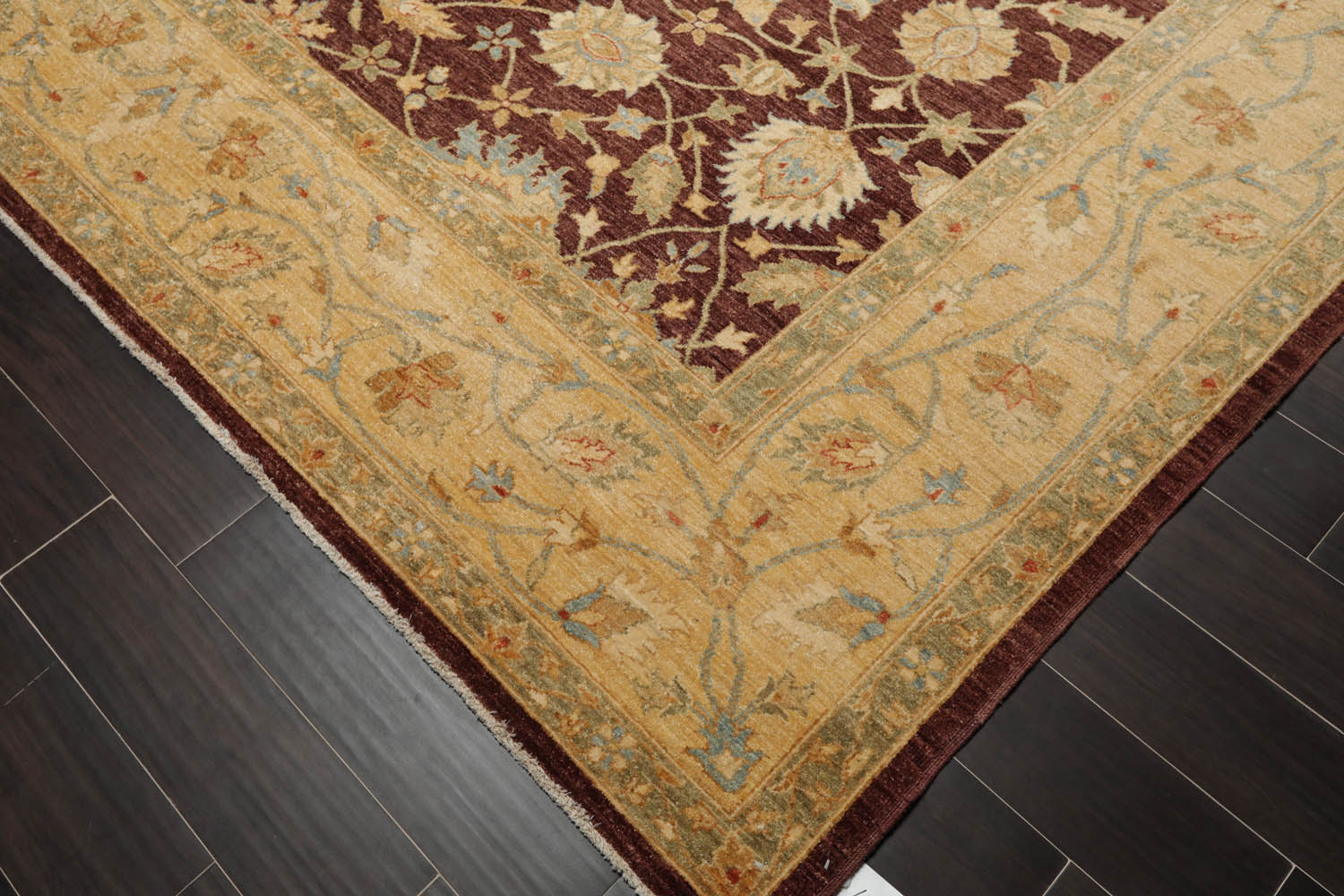 9x12 Brown, Caramel, Blue Color Hand Knotted All-Over 100% Wool Traditional Oriental Rug