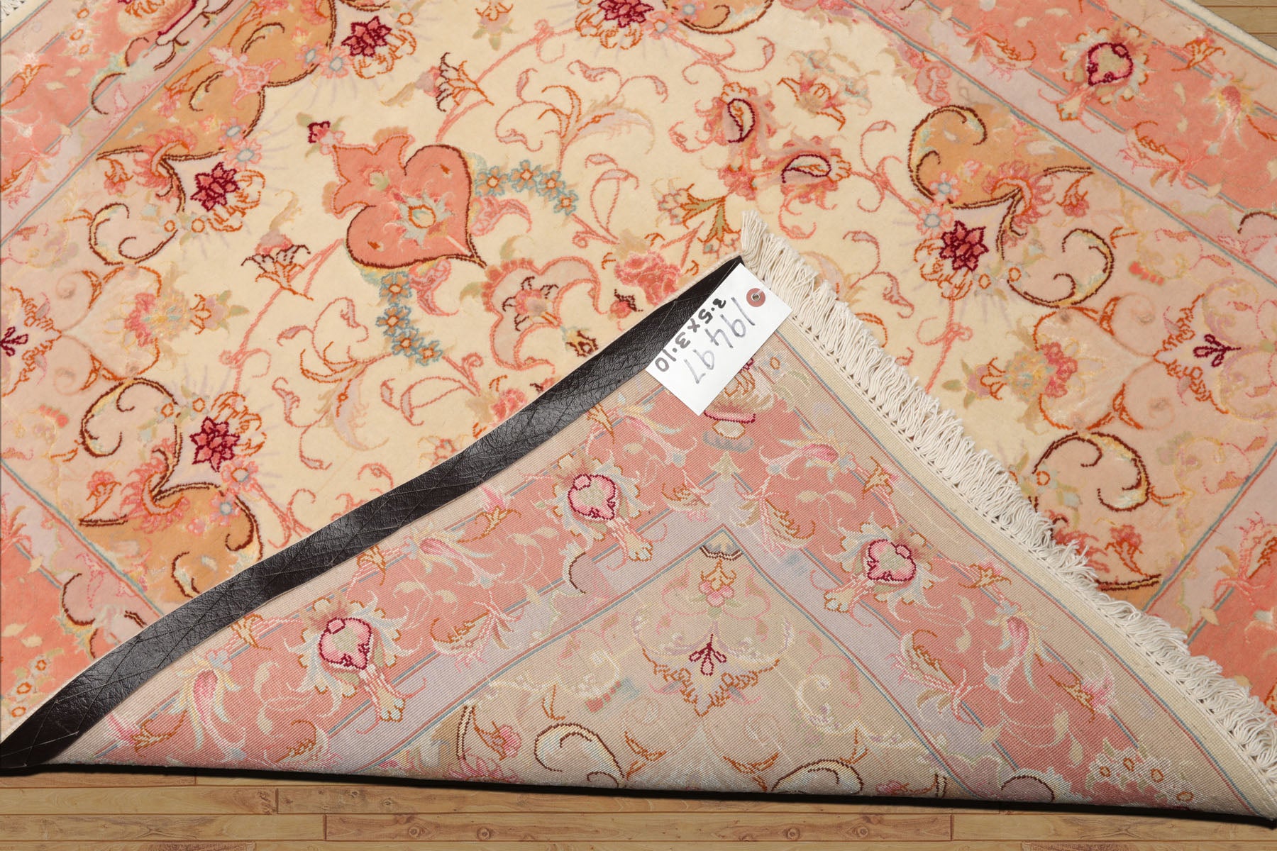 3x4 Ivory, rose, Gray Color Hand Knotted Tabriz Wool & Silk Traditional Oriental Rug