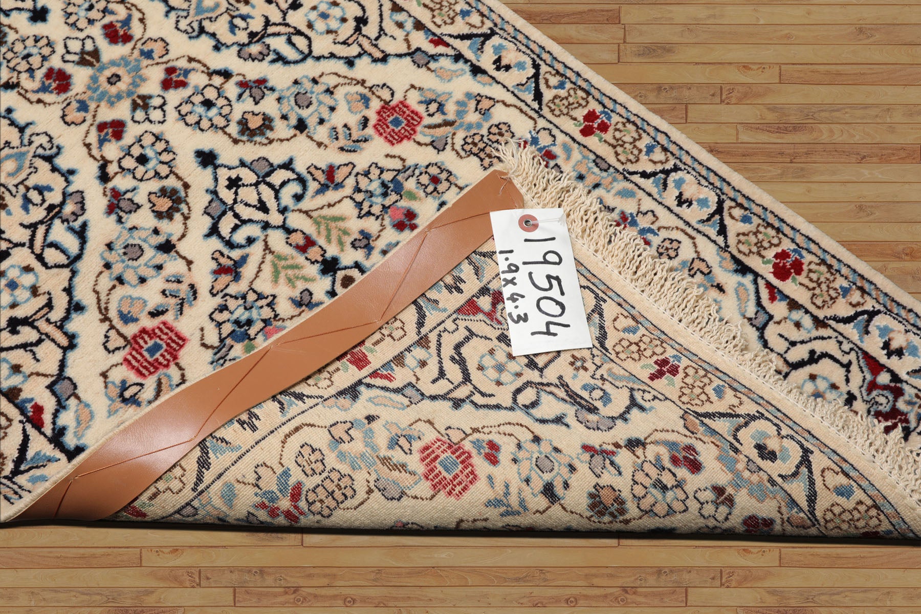 Runner Ivory, Blue, Maroon Color Hand Knotted Nain Wool & Silk Traditional Oriental Rug
