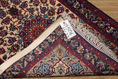 2x3 Beige, Navy, Red Color Hand Knotted Isfahan Wool & Silk Traditional Oriental Rug