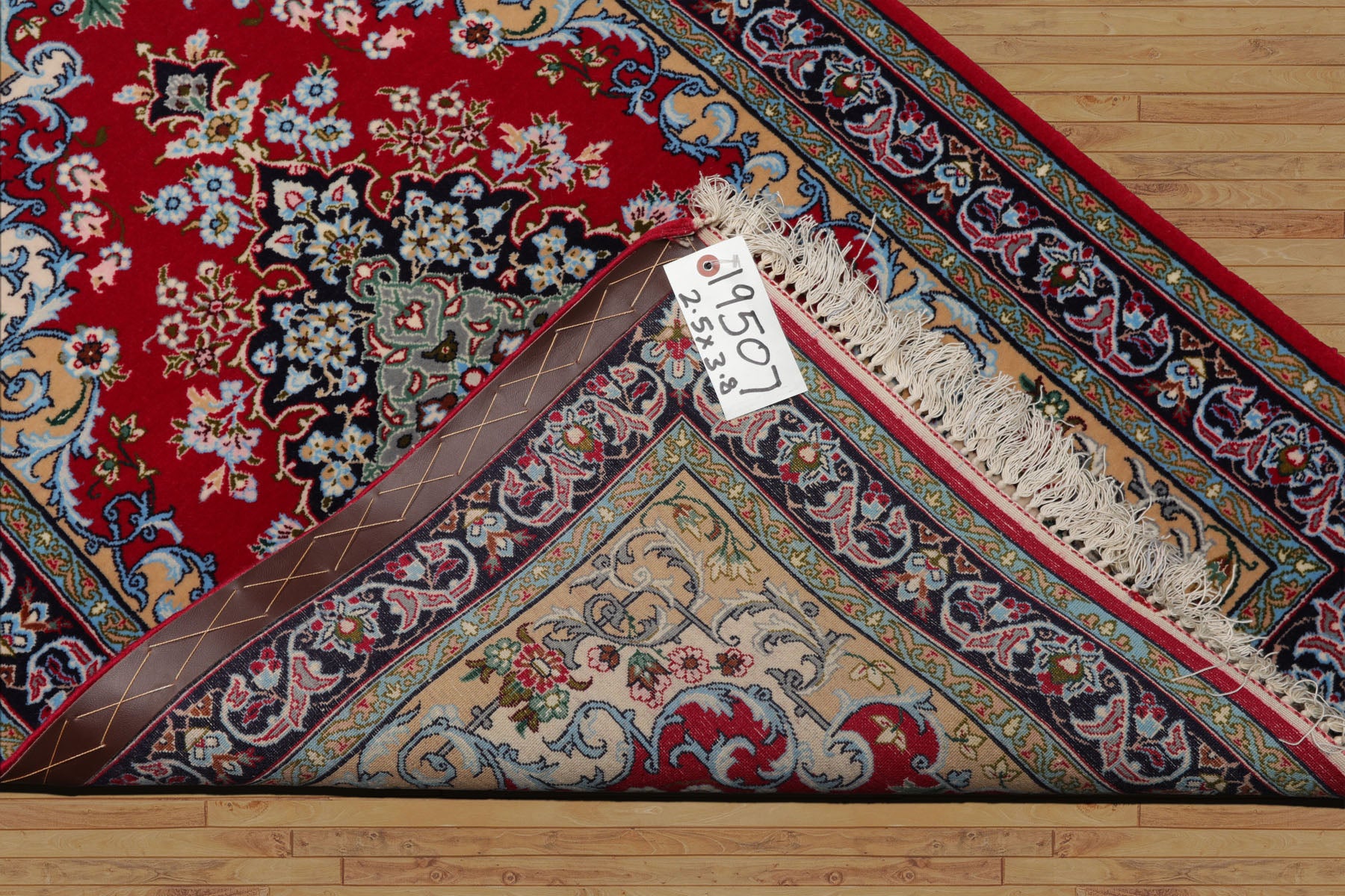 2x3 Red, Blue, Pistacchio Color Hand Knotted Isfahan Wool & Silk Traditional Oriental Rug