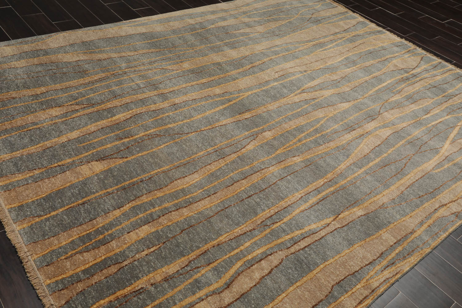 8x10 Gray, Gray, Taupe Color Hand Knotted All-Over 100% Wool Modern Oriental Rug