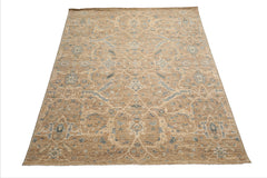 8'x10' Beige Khyber Wool Oriental Area Rug, Hand Knotted, Traditional Weave