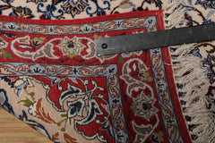 2x3 Ivory, Red, Blue Color Hand Knotted Isfahan Wool & Silk Traditional Oriental Rug