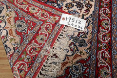 2x3 Ivory, Red, Blue Color Hand Knotted Isfahan Wool & Silk Traditional Oriental Rug