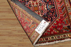 Square Navy, Red, Green Color Hand Knotted Abadeh Wool Traditional Oriental Rug