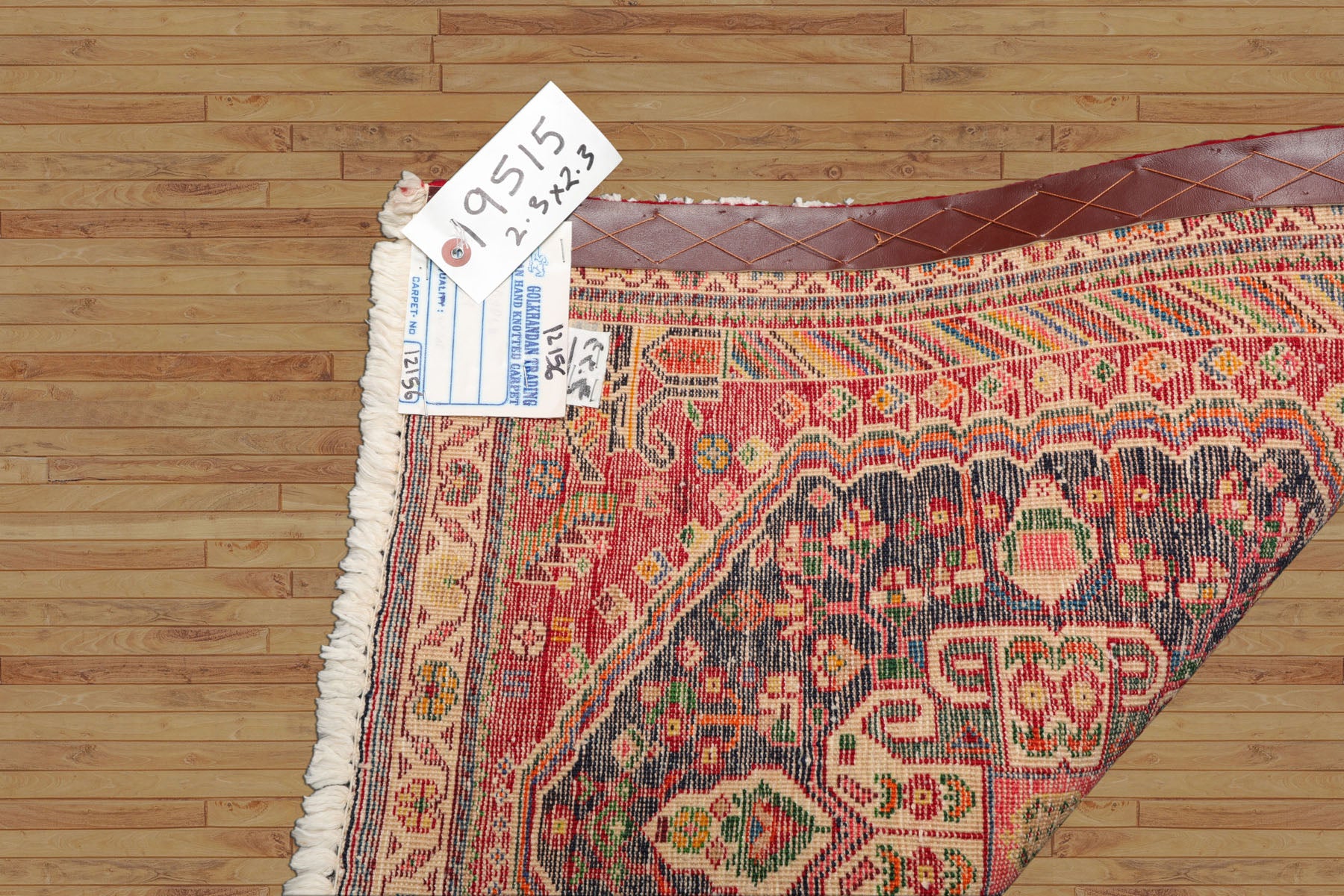 Square Navy, Red, Green Color Hand Knotted Abadeh Wool Traditional Oriental Rug