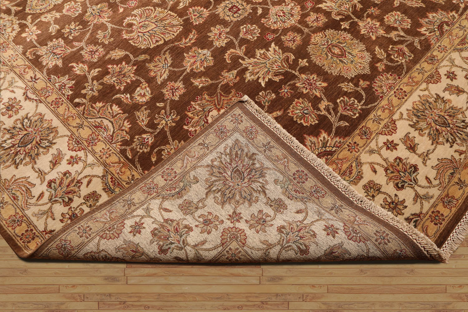 8x10 Brown, Beige, Tan Color Hand Knotted Floral 100% Wool Traditional-Persian/Oriental Oriental Rug