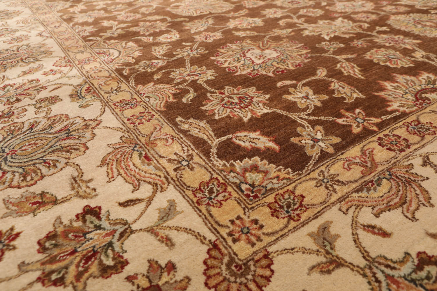 8x10 Brown, Beige, Tan Color Hand Knotted Floral 100% Wool Traditional-Persian/Oriental Oriental Rug