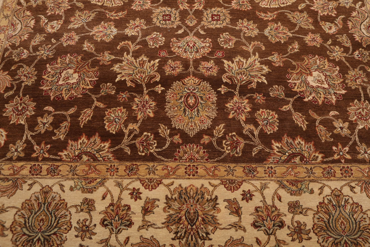 8x10 Brown, Beige, Tan Color Hand Knotted Floral 100% Wool Traditional-Persian/Oriental Oriental Rug