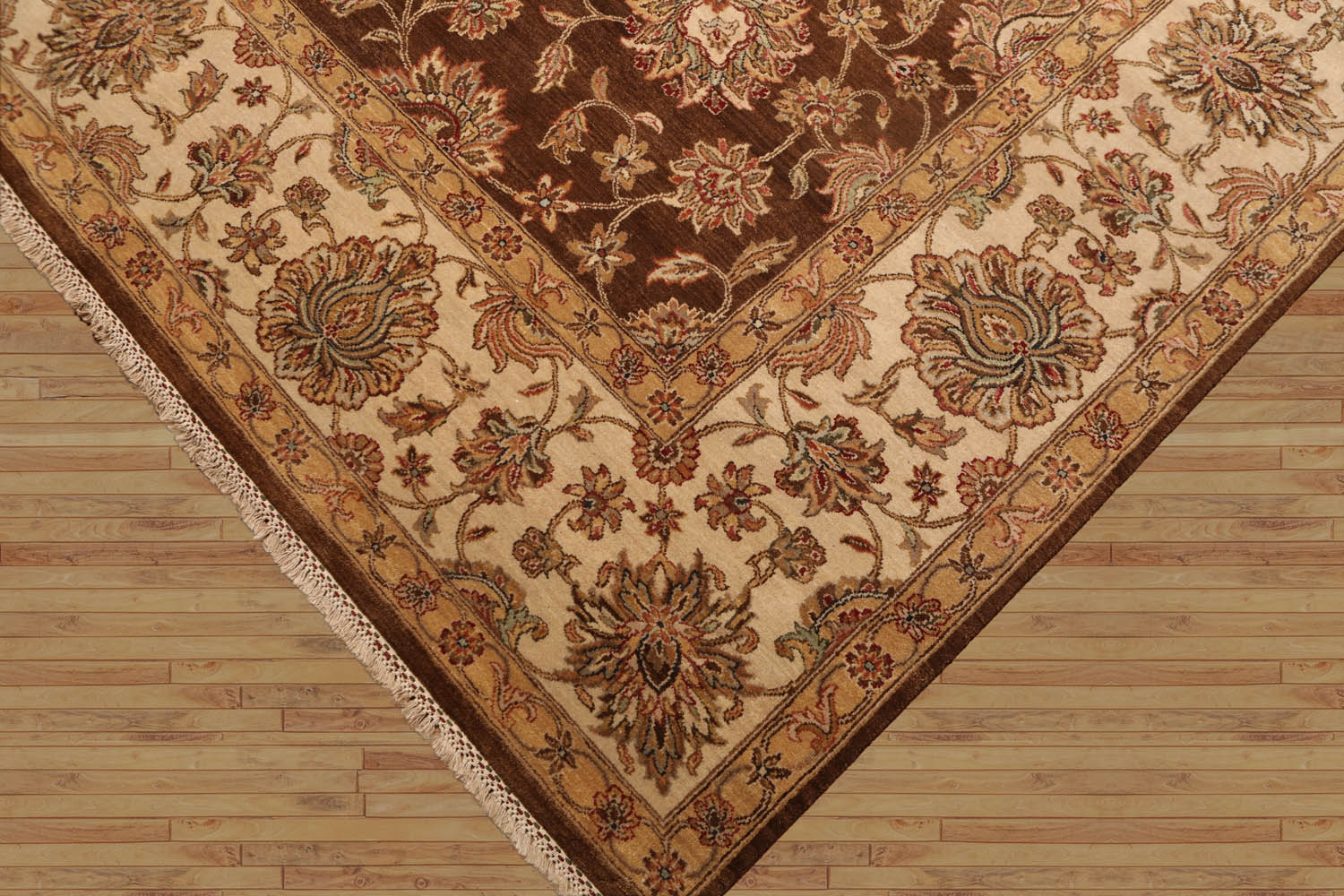 8x10 Brown, Beige, Tan Color Hand Knotted Floral 100% Wool Traditional-Persian/Oriental Oriental Rug