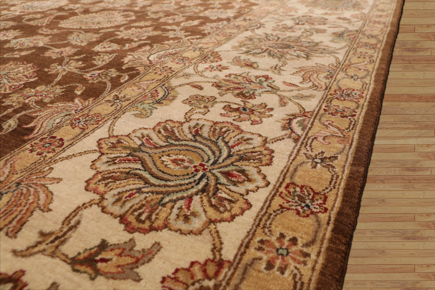 8x10 Brown, Beige, Tan Color Hand Knotted Floral 100% Wool Traditional-Persian/Oriental Oriental Rug