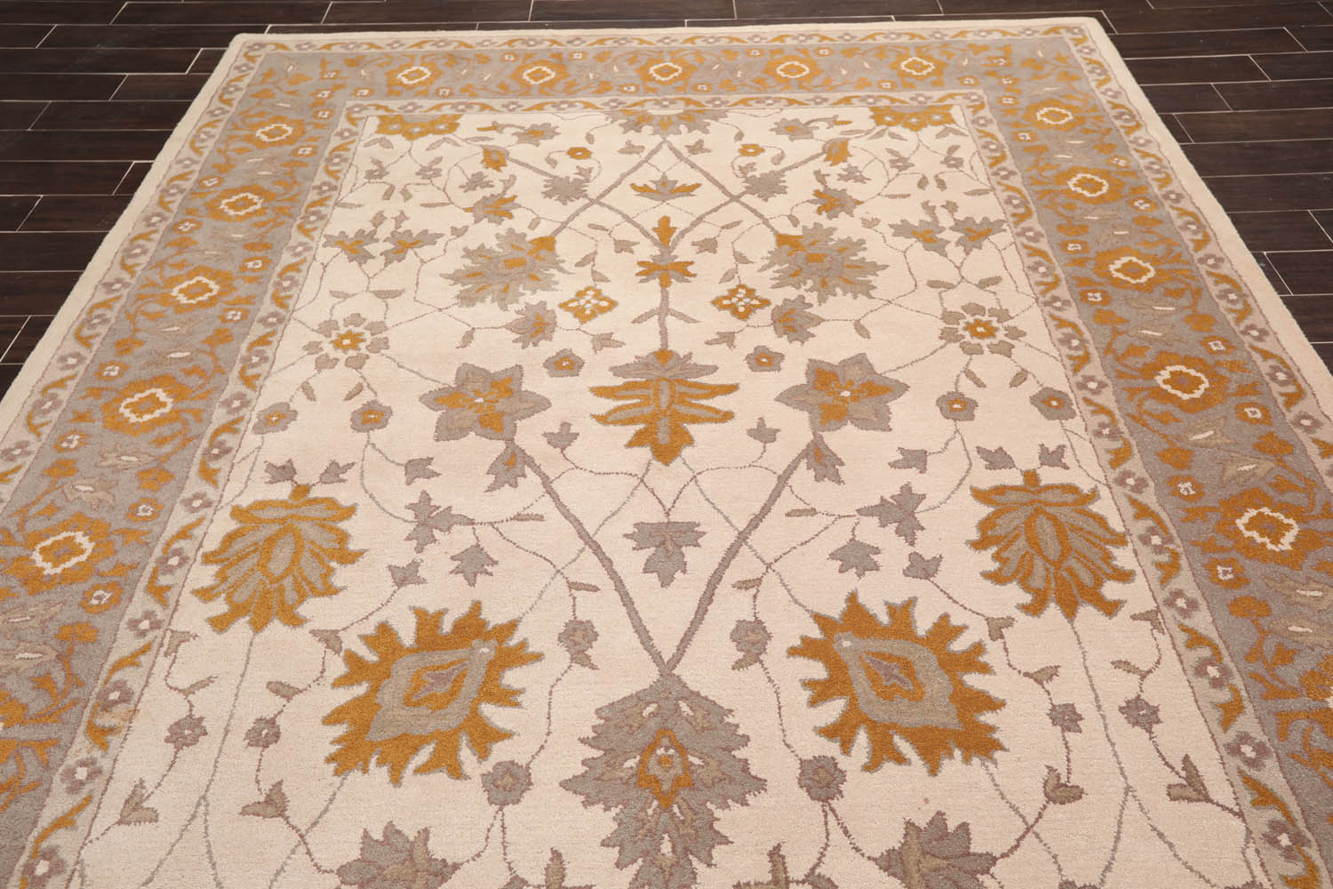 8x10 Beige, Grey, Brown Color Hand Tufted All-Over 100% Wool Traditional Oriental Rug