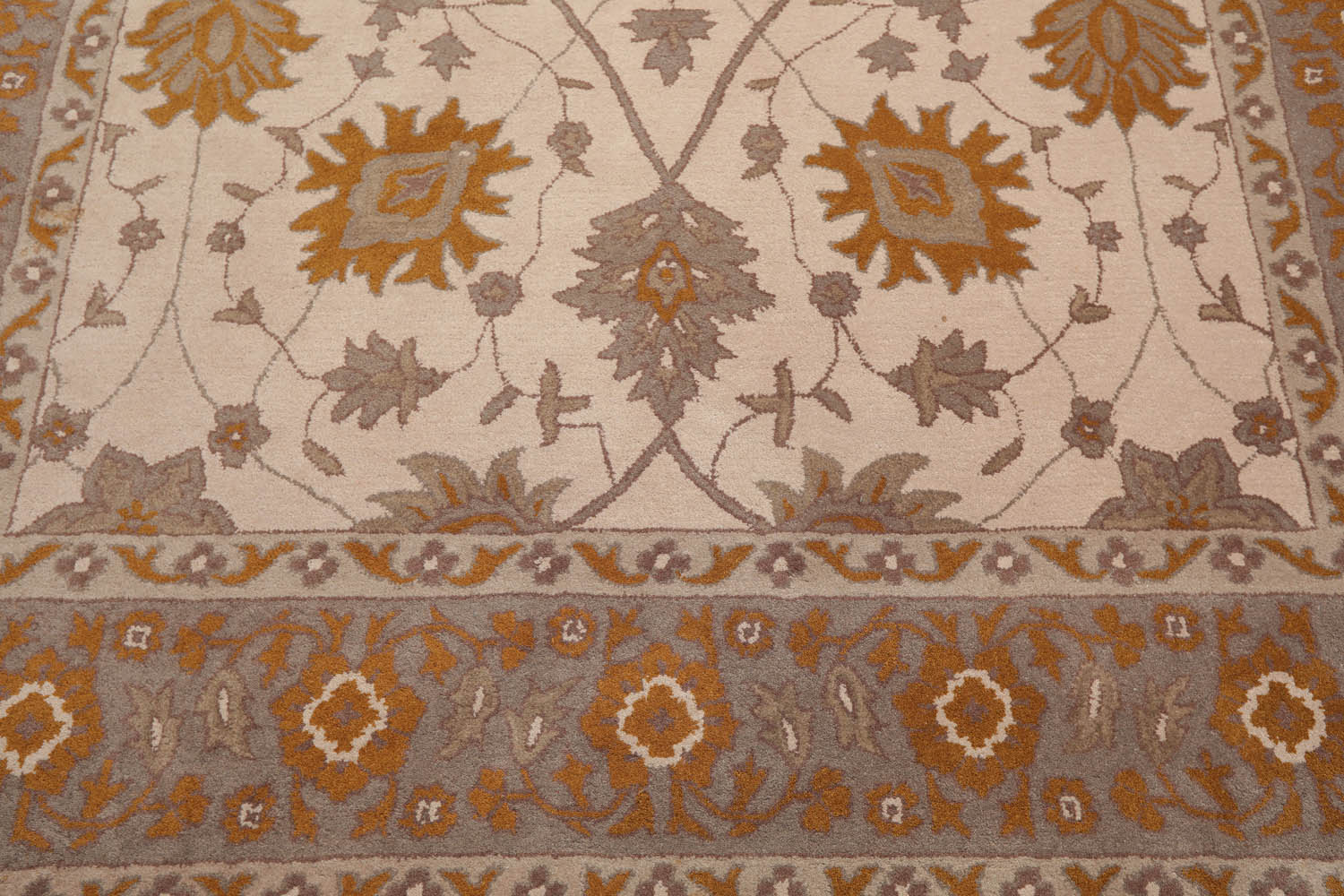 8x10 Beige, Grey, Brown Color Hand Tufted All-Over 100% Wool Traditional Oriental Rug