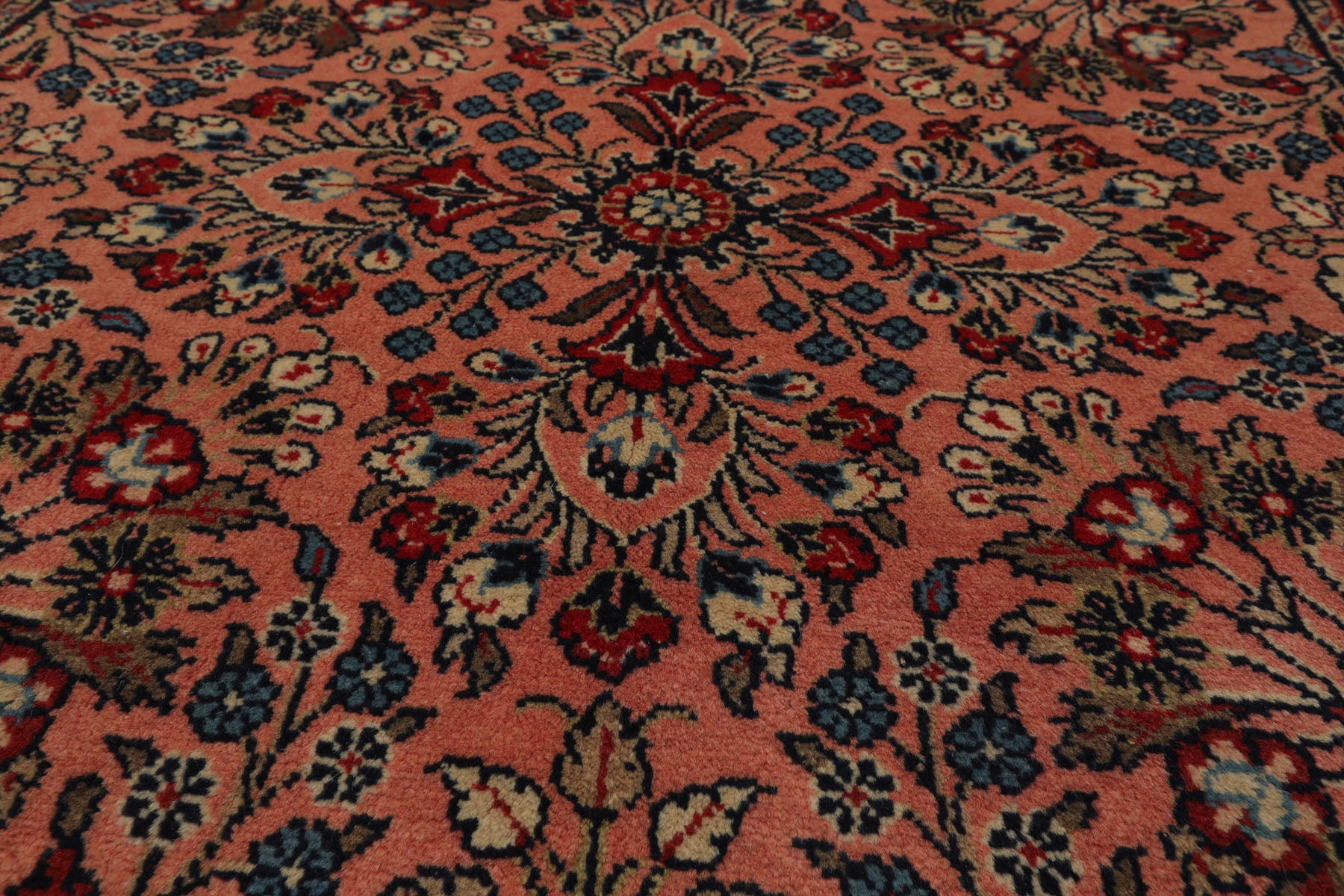 3x5 Rose, Navy, Beige Color Hand Knotted Sarouk Wool Traditional Oriental Rug