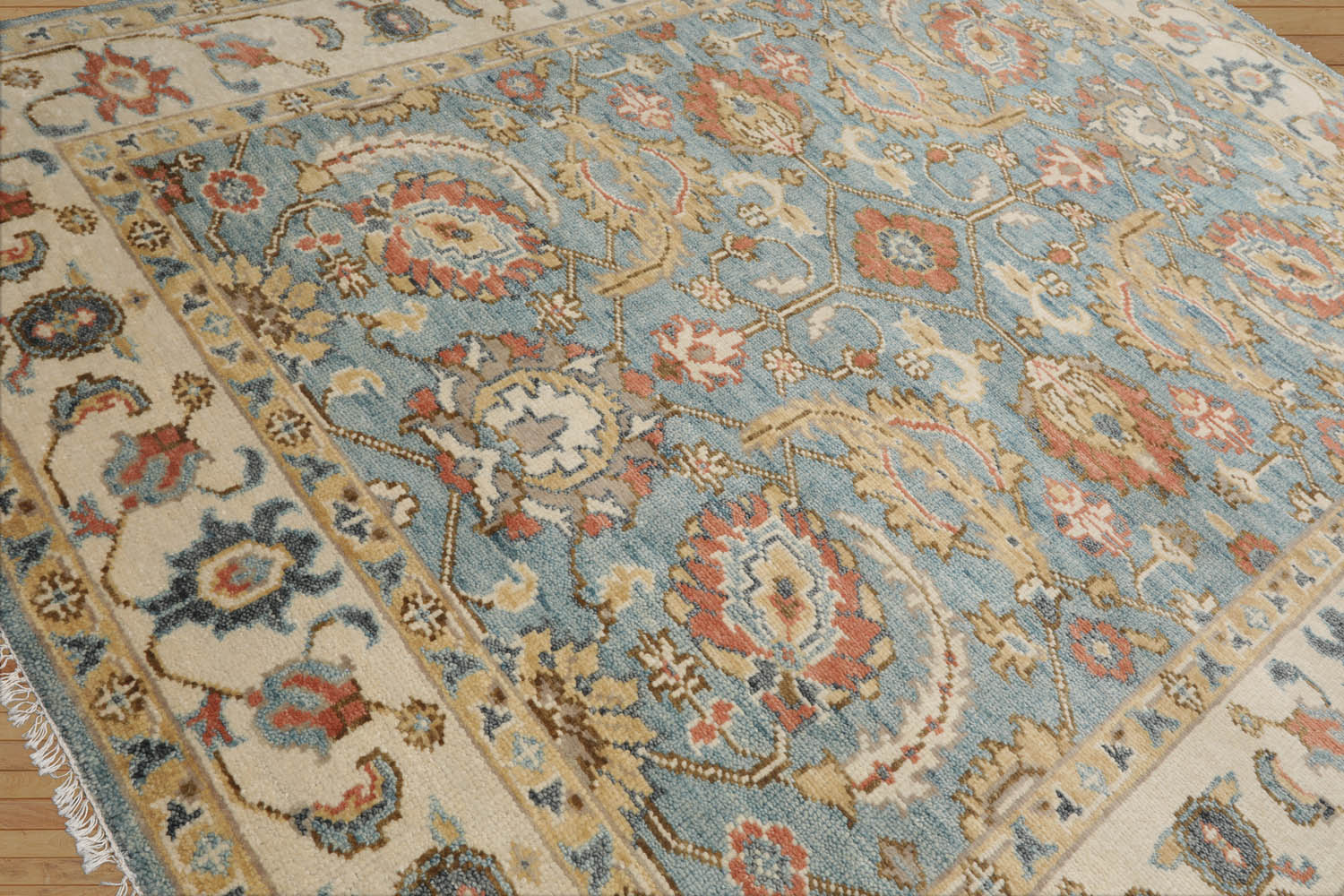 Lesane Multi Size Transitional Blue Wool Hand Woven Oriental Area Rug by LoomBloom