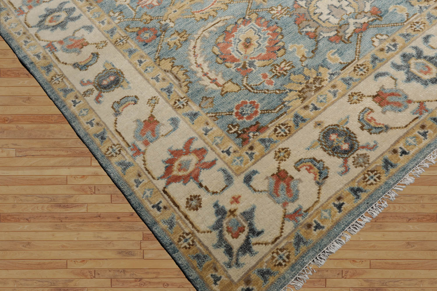 Lesane Multi Size Transitional Blue Wool Hand Woven Oriental Area Rug by LoomBloom