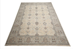 10'x14' Beige Khyber Wool Oriental Area Rug, Hand Knotted, Traditional Craft