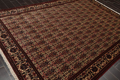 6x9 Ivory, Rust, Turquoise Color Hand Knotted All-Over 100% Wool Traditional Oriental Rug