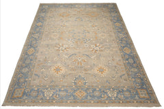 12'x15' Gray Afghan Oushak Wool Oriental Area Rug, Hand Knotted, Traditional Design