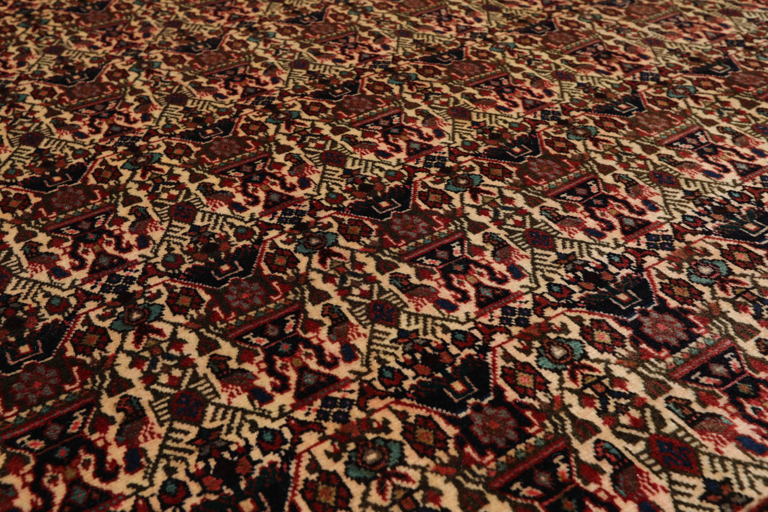 6x9 Ivory, Rust, Turquoise Color Hand Knotted All-Over 100% Wool Traditional Oriental Rug