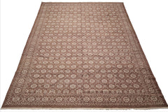 9'x12' Brown Antique Reproduction Wool Oriental Area Rug, Hand Knotted, Traditional Style