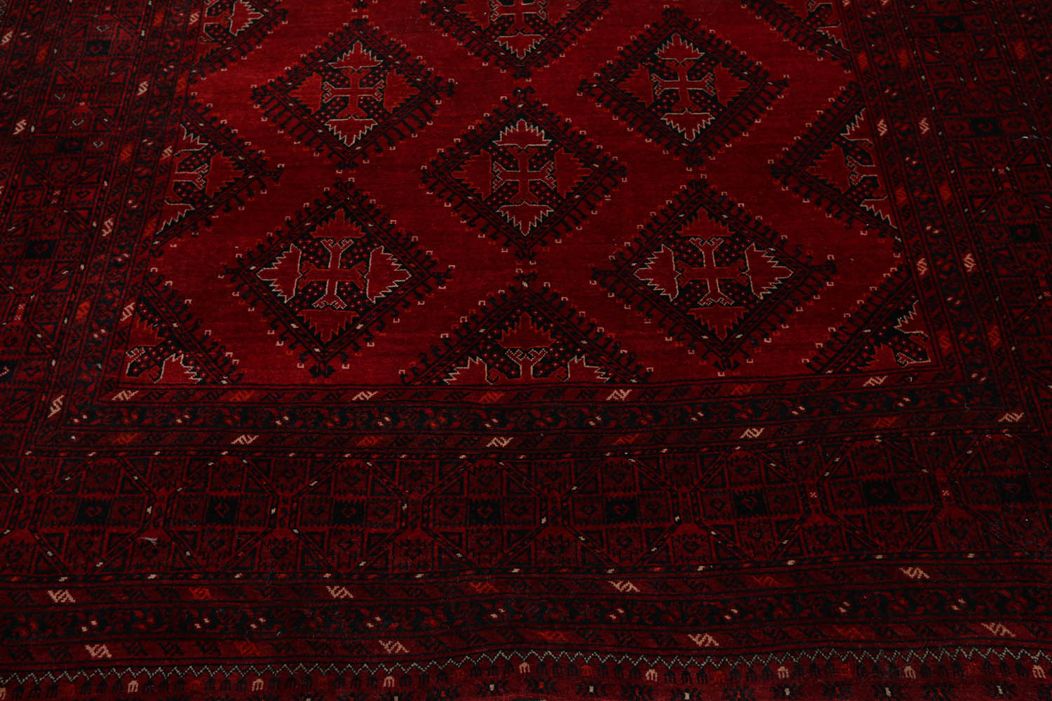 8x10 Red, Teal, Black Color Hand Knotted All-Over 100% Wool Tribal Oriental Rug