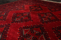 8x10 Red, Teal, Black Color Hand Knotted All-Over 100% Wool Tribal Oriental Rug