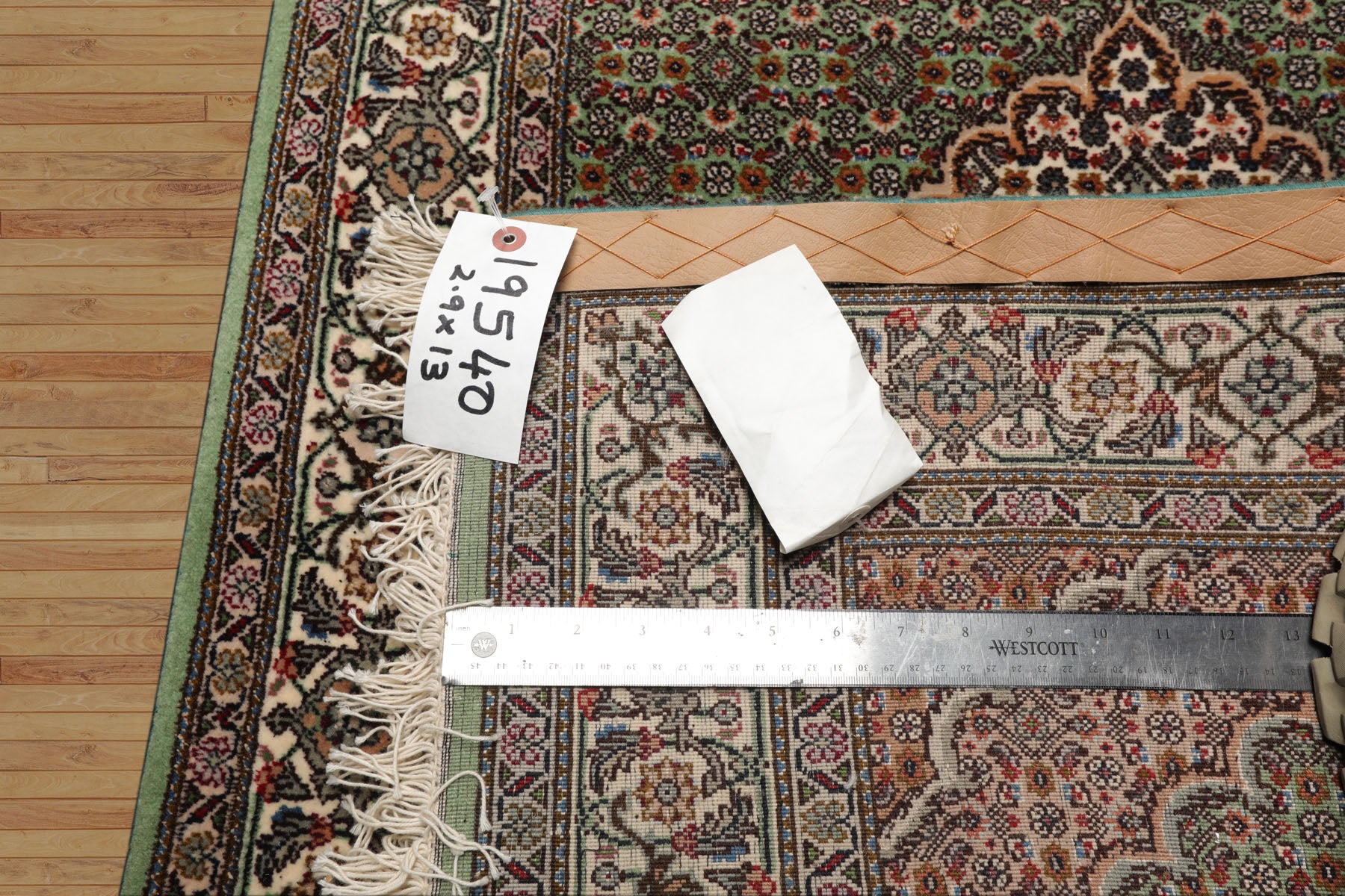 Runner Green, Ivory, Taupe Color Hand Knotted Tabriz Wool & Silk Traditional Oriental Rug