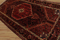 5x10 Rust, Ivory, Charcoal Color Hand Knotted Malayer Wool Traditional Oriental Rug