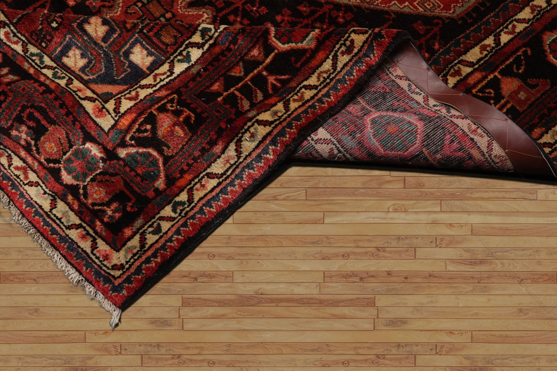 5x10 Rust, Ivory, Charcoal Color Hand Knotted Malayer Wool Traditional Oriental Rug