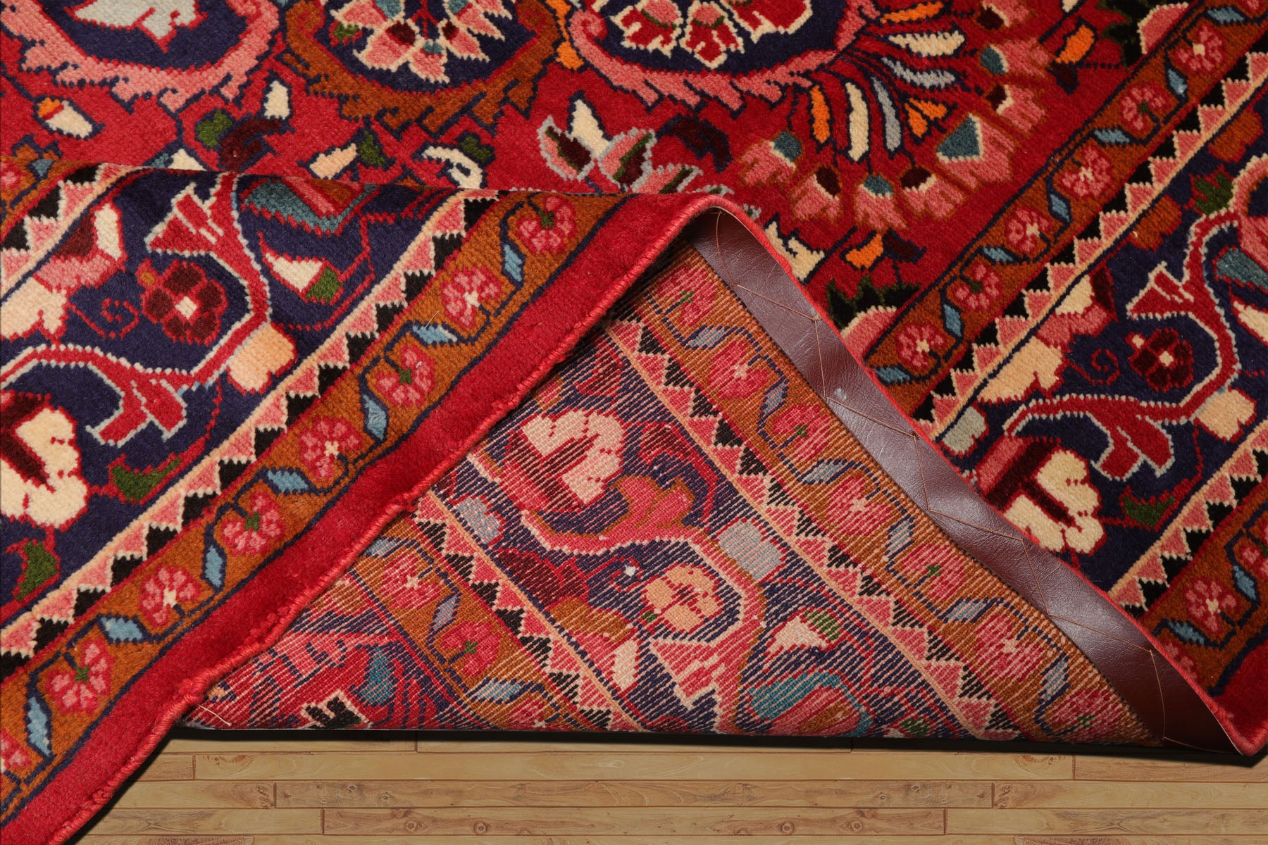 7x11 Red, Navy, Ivory Color Hand Knotted Hamedan Wool Traditional Oriental Rug