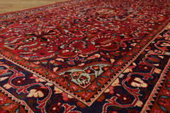 7x11 Red, Navy, Ivory Color Hand Knotted Hamedan Wool Traditional Oriental Rug