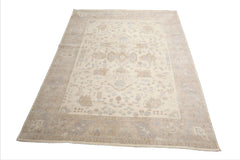 9x12 Ivory, Taupe, Tan Color Hand Knotted Afghan Oushak Wool Traditional Oriental Rug