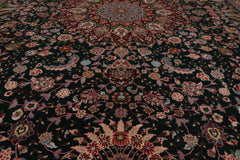 9x12 Emerald, Burgundy, Aqua Color Hand Knotted Sino Persian Wool & Silk Traditional Oriental Rug