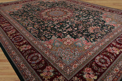 9x12 Emerald, Burgundy, Aqua Color Hand Knotted Sino Persian Wool & Silk Traditional Oriental Rug