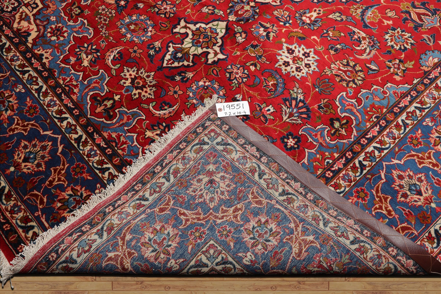 7x10 Red, Blue, Navy Color Hand Knotted Isfahan Wool Traditional Oriental Rug
