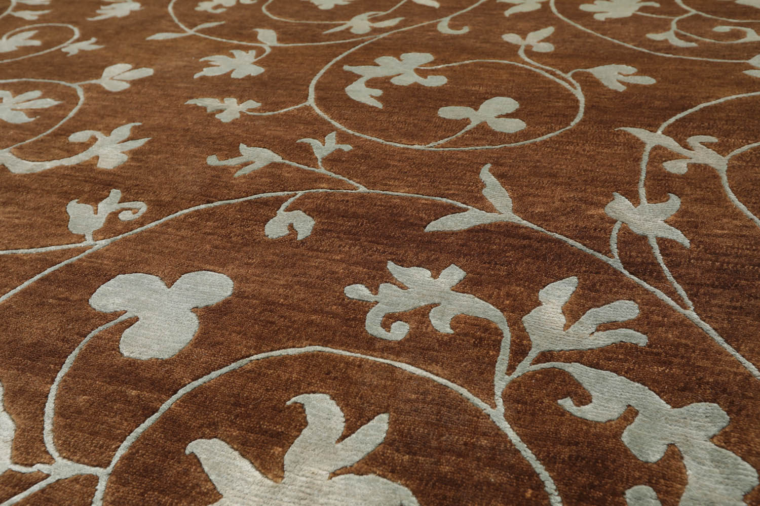 8x10 Brown, Bluish Gray, Color Hand Knotted Floral 100% Wool Transitional Oriental Rug