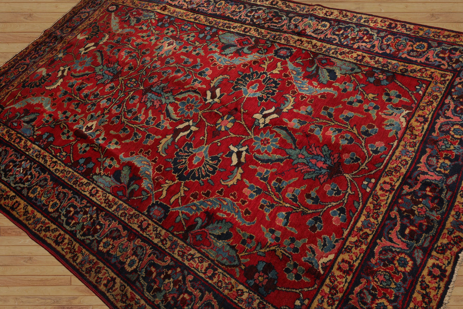 6x9 Red, navy, Beige Color Hand Knotted Tabriz Old Wool Traditional Oriental Rug
