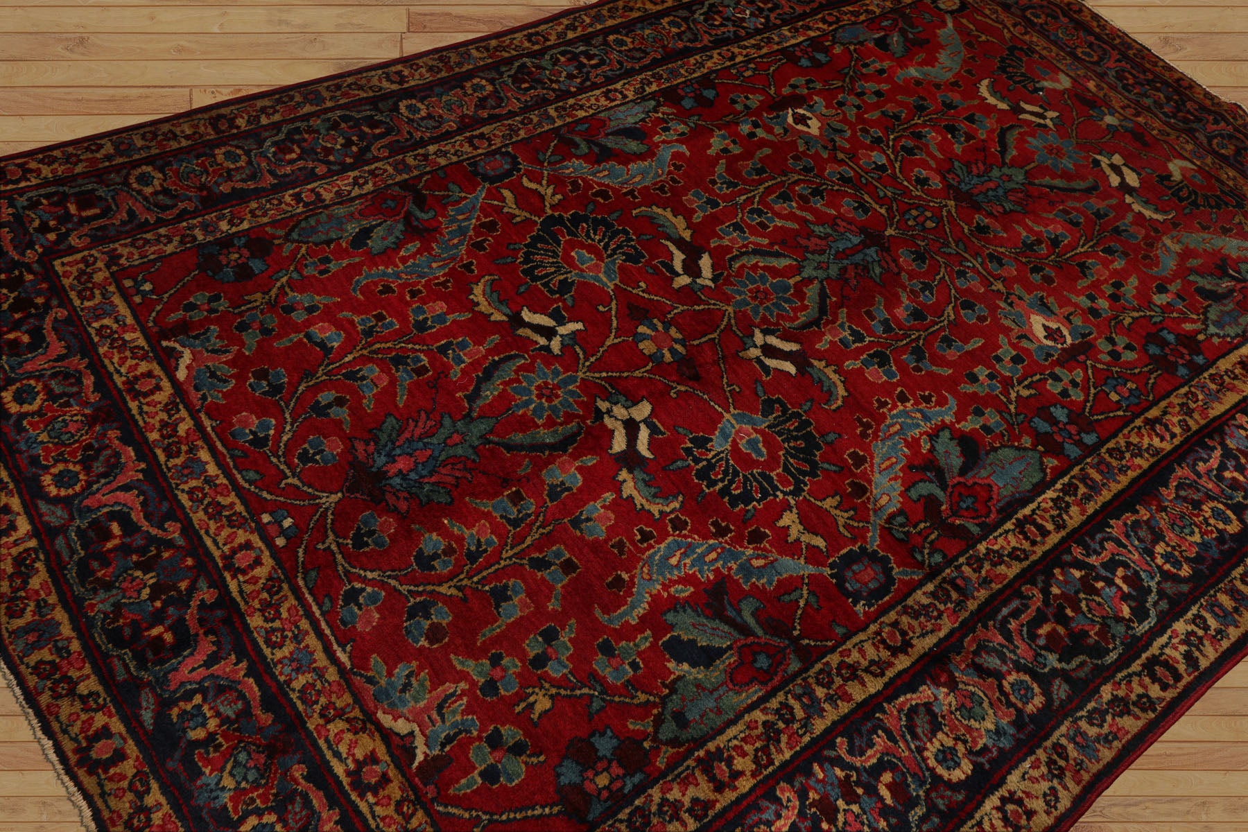 6x9 Red, navy, Beige Color Hand Knotted Tabriz Old Wool Traditional Oriental Rug