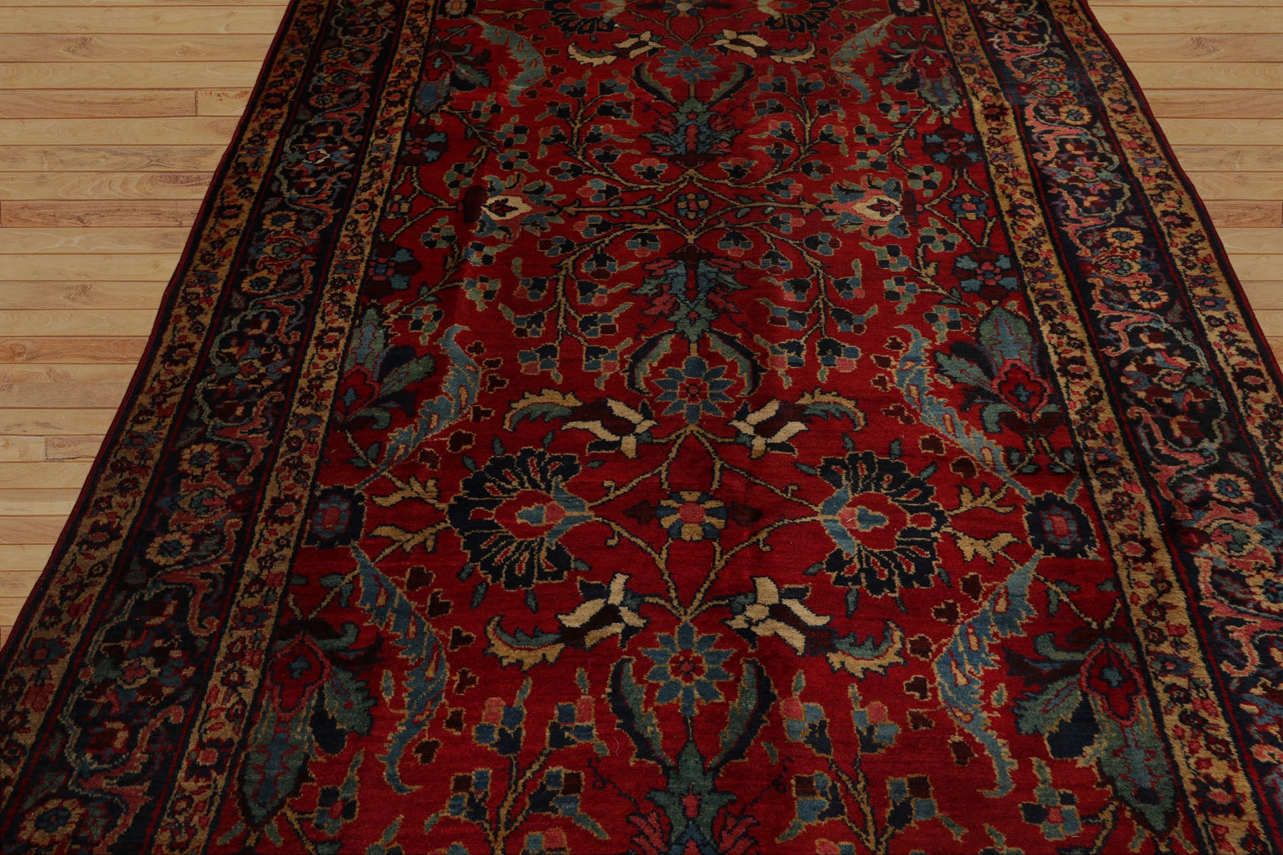 6x9 Red, navy, Beige Color Hand Knotted Tabriz Old Wool Traditional Oriental Rug