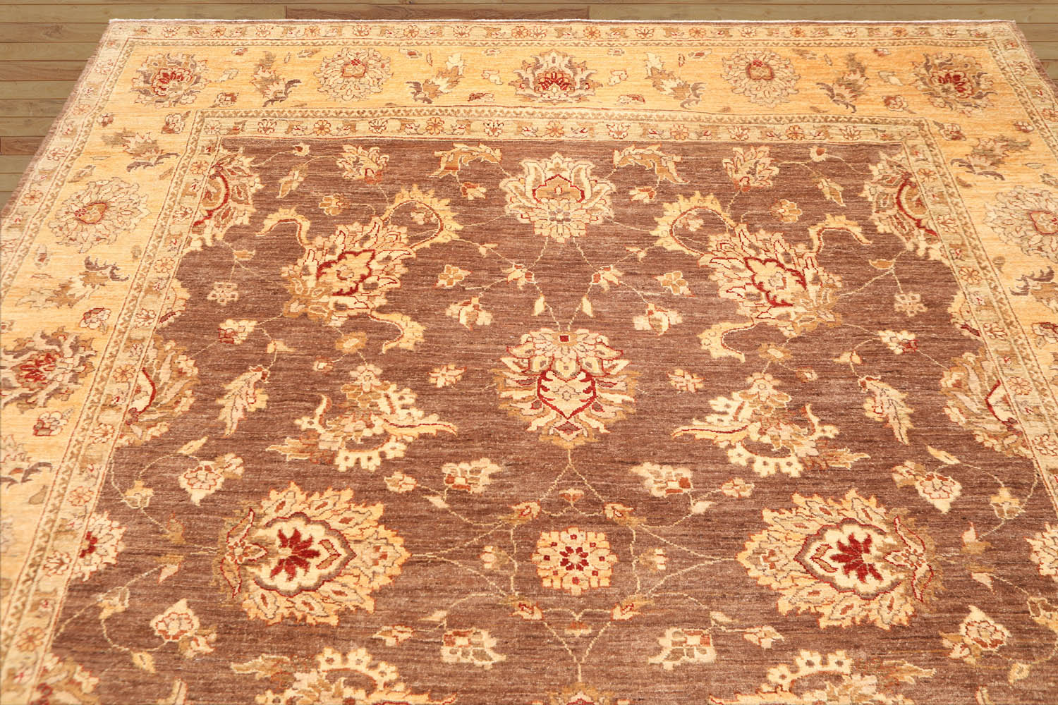 8x10 Brown, Gold, Tan Color Hand Knotted Floral 100% Wool Traditional-Persian/Oriental Oriental Rug