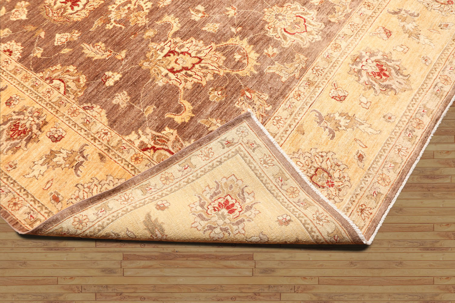 8x10 Brown, Gold, Tan Color Hand Knotted Floral 100% Wool Traditional-Persian/Oriental Oriental Rug