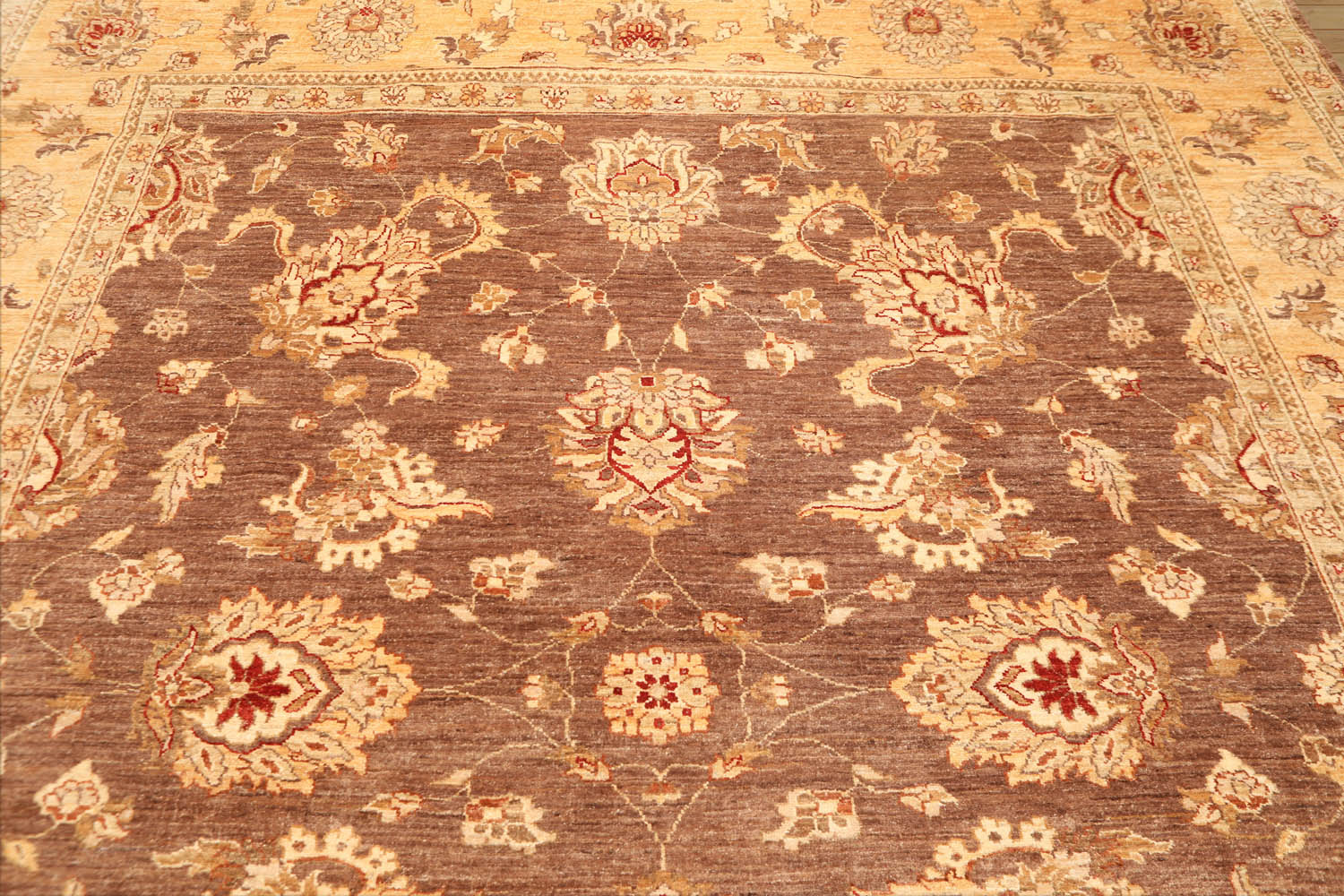 8x10 Brown, Gold, Tan Color Hand Knotted Floral 100% Wool Traditional-Persian/Oriental Oriental Rug