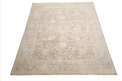 8x10 Brown, Gray, Beige Color Hand Knotted Afghan Oushak Wool Traditional Oriental Rug