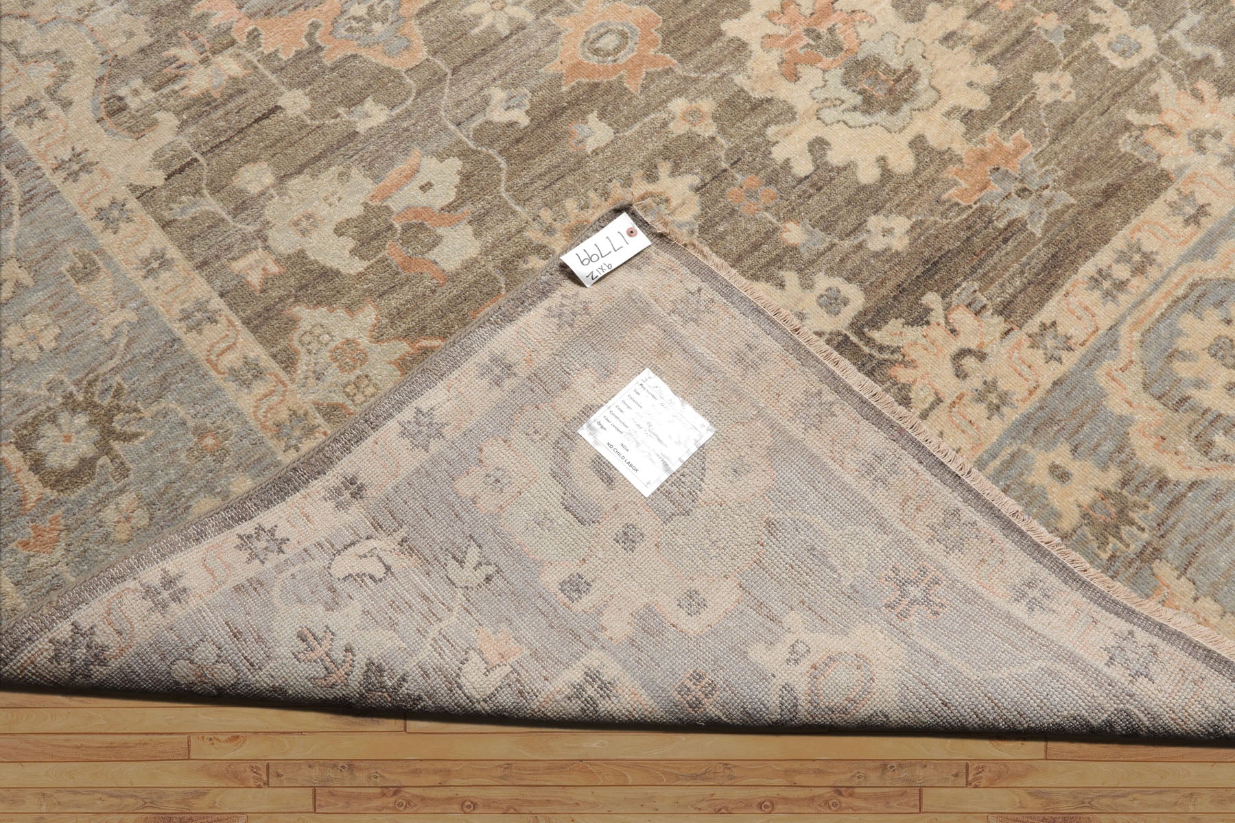 9x12 Brown, Slate, Peach Color Hand Knotted Afghan Oushak Wool Traditional Oriental Rug